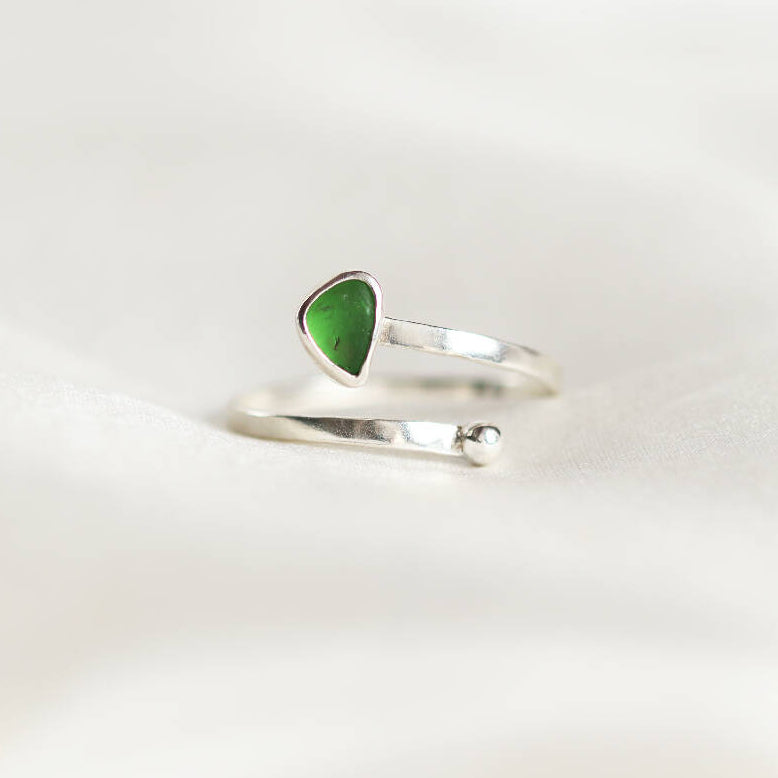 Cerys Sea Glass Ring in Green