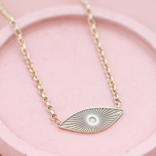 Sunburst Ellipse Pendant Necklace in Solid 9ct Gold