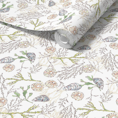 Coastal Cove Wallpaper Roll-Chalk White