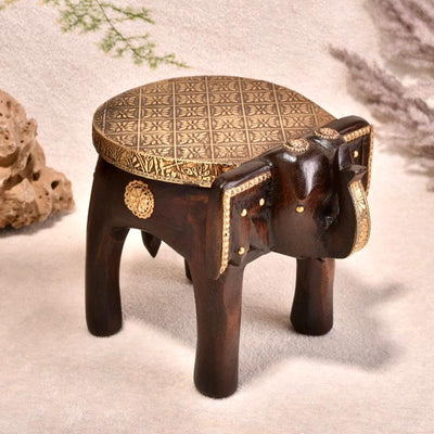 Wooden Elephant Side Table