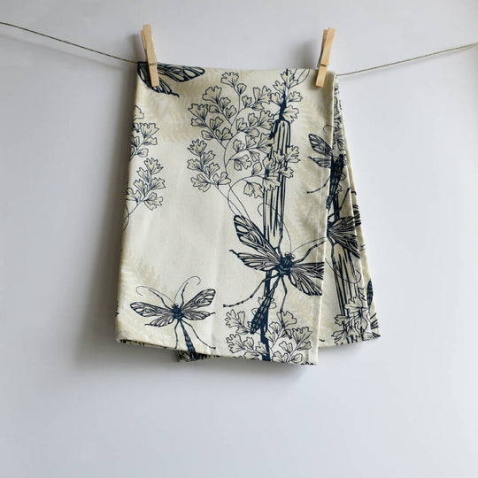 Dragonfly Wings Tea Towel in Almond