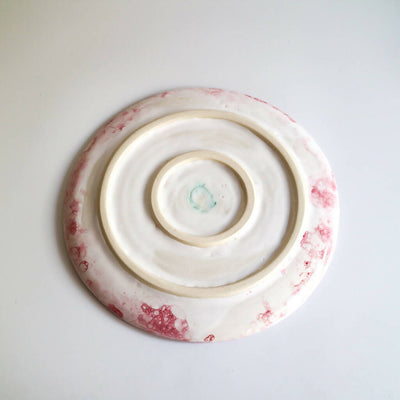 Stoneware Plate in Raspberry Bubble Design