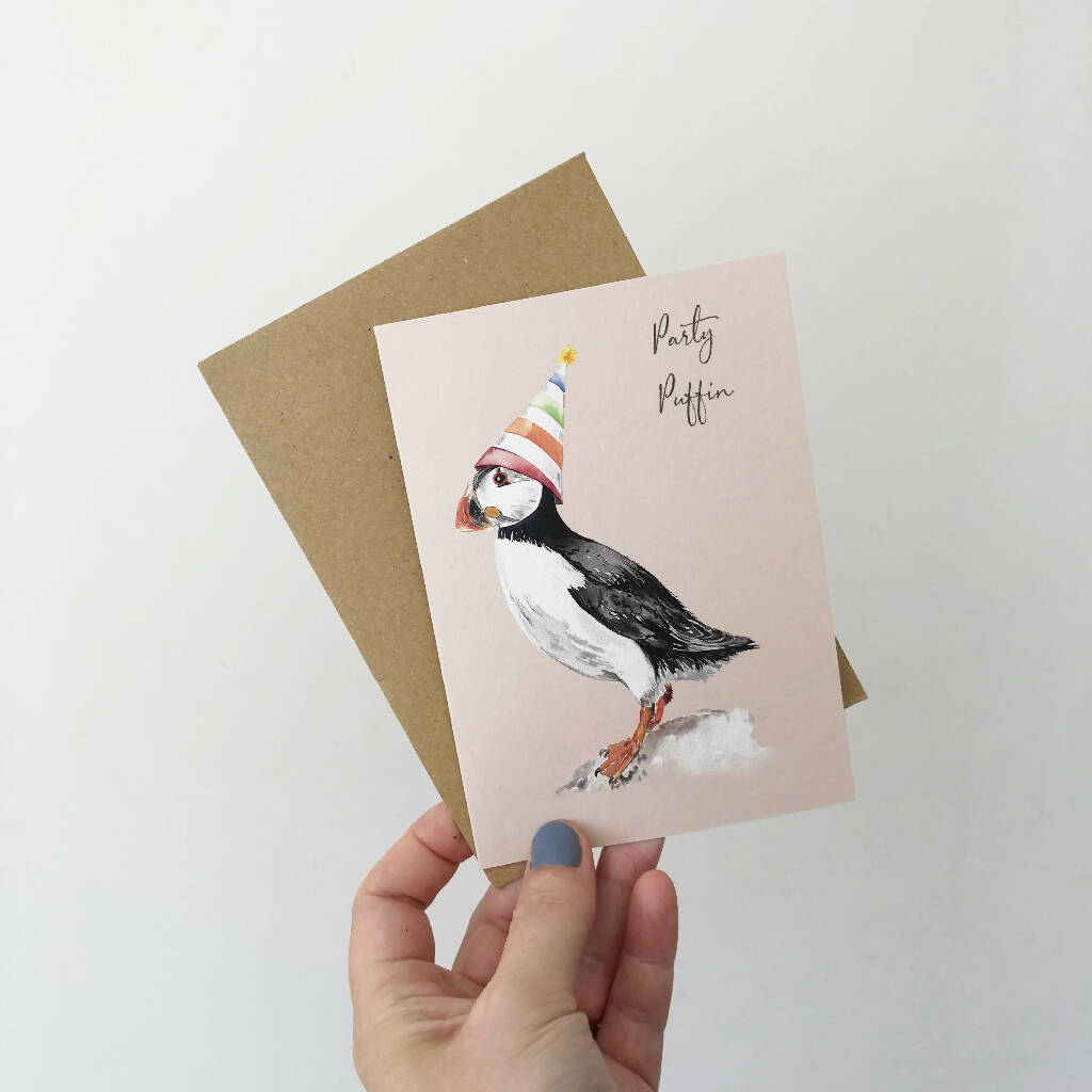 Party Puffin Birthday Card