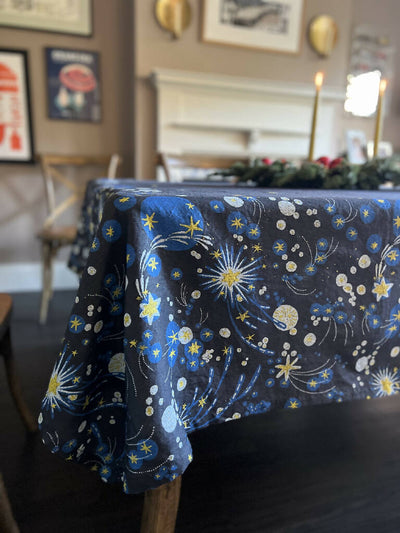 Solaris in Blue Linen Tablecloth