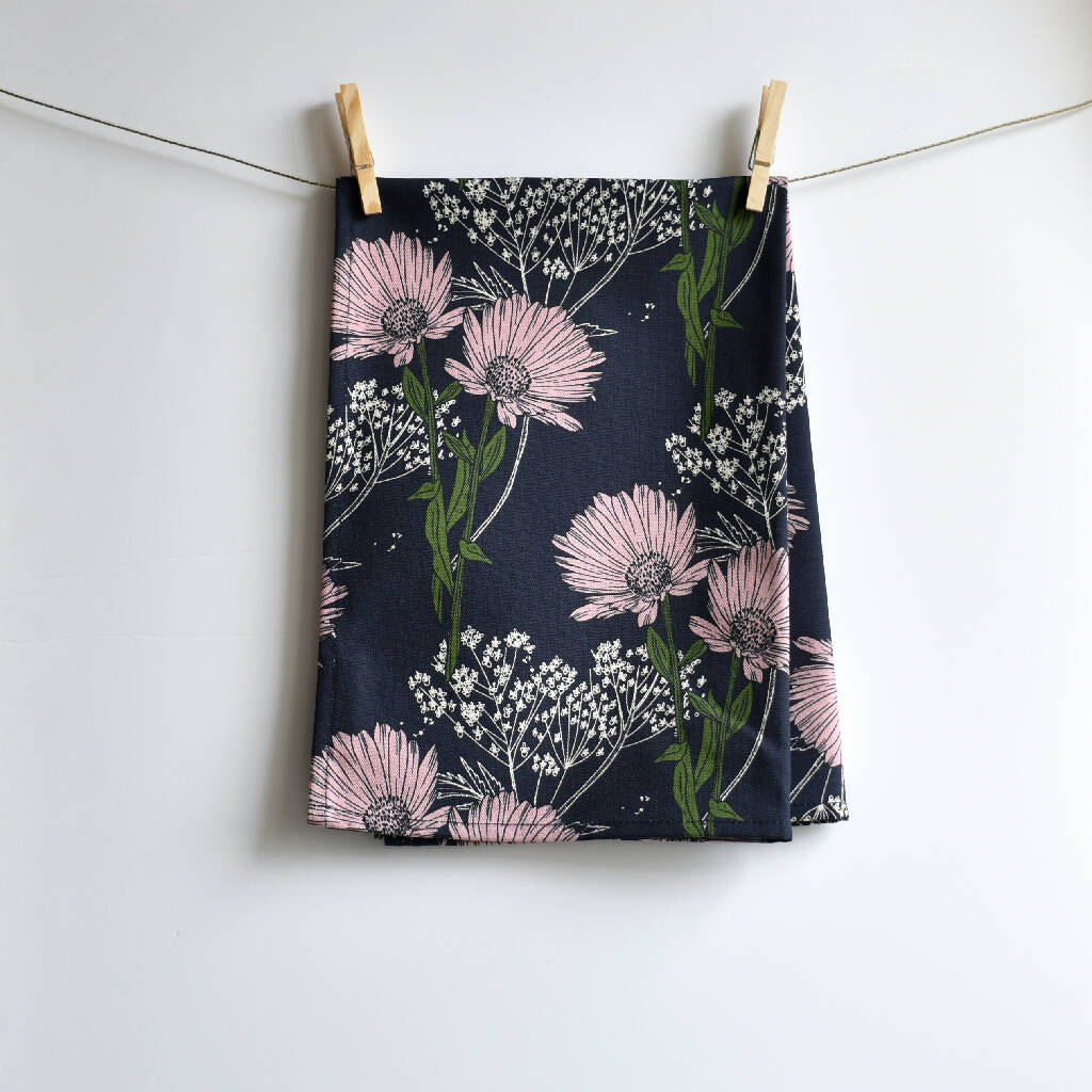 Calendula Tea Towel in Blackcurrant