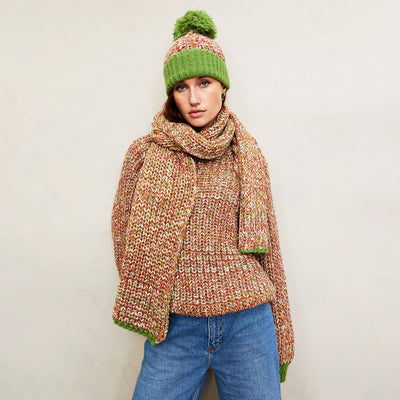 Florence Twist Oversized Chunky Knitted Scarf - Olive