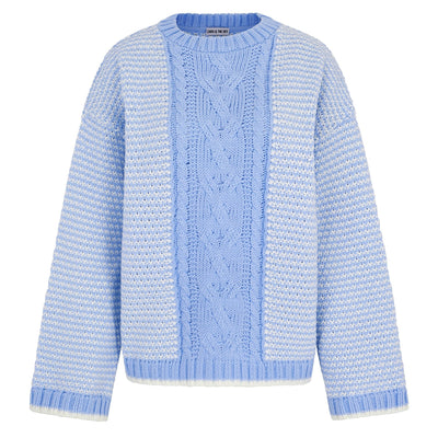 Frankie Cable Knit Crew Neck Jumper - Blue