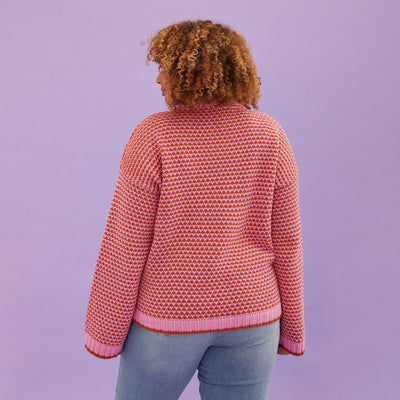 Frankie Cable Knit Crew Neck Jumper - Pink