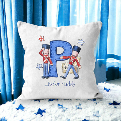 Personalised Initial Cushion for Boys