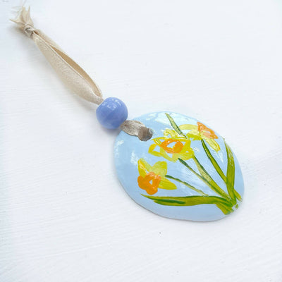 Blue Daffodil Hand Painted Easter Decoration