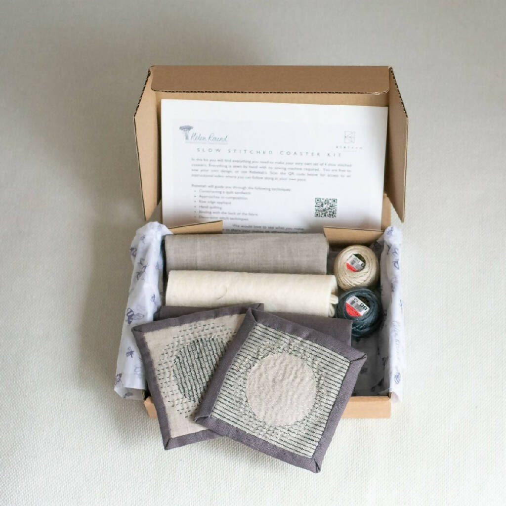 Slow Stitched Coasters Kit in Linen