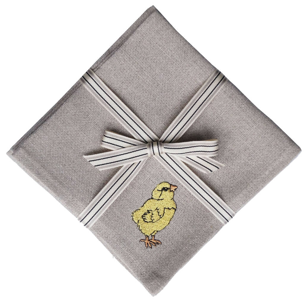 Embroidered Little Chick Cocktail Napkins - Set of Four