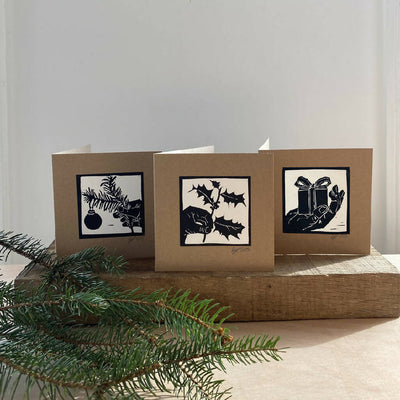 Bouclé Hand-Printed Linocut Christmas Card Set