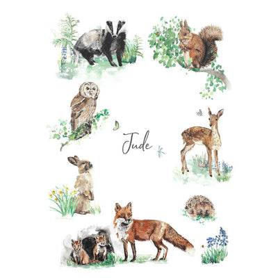 Woodland Animals Personalised Name Print