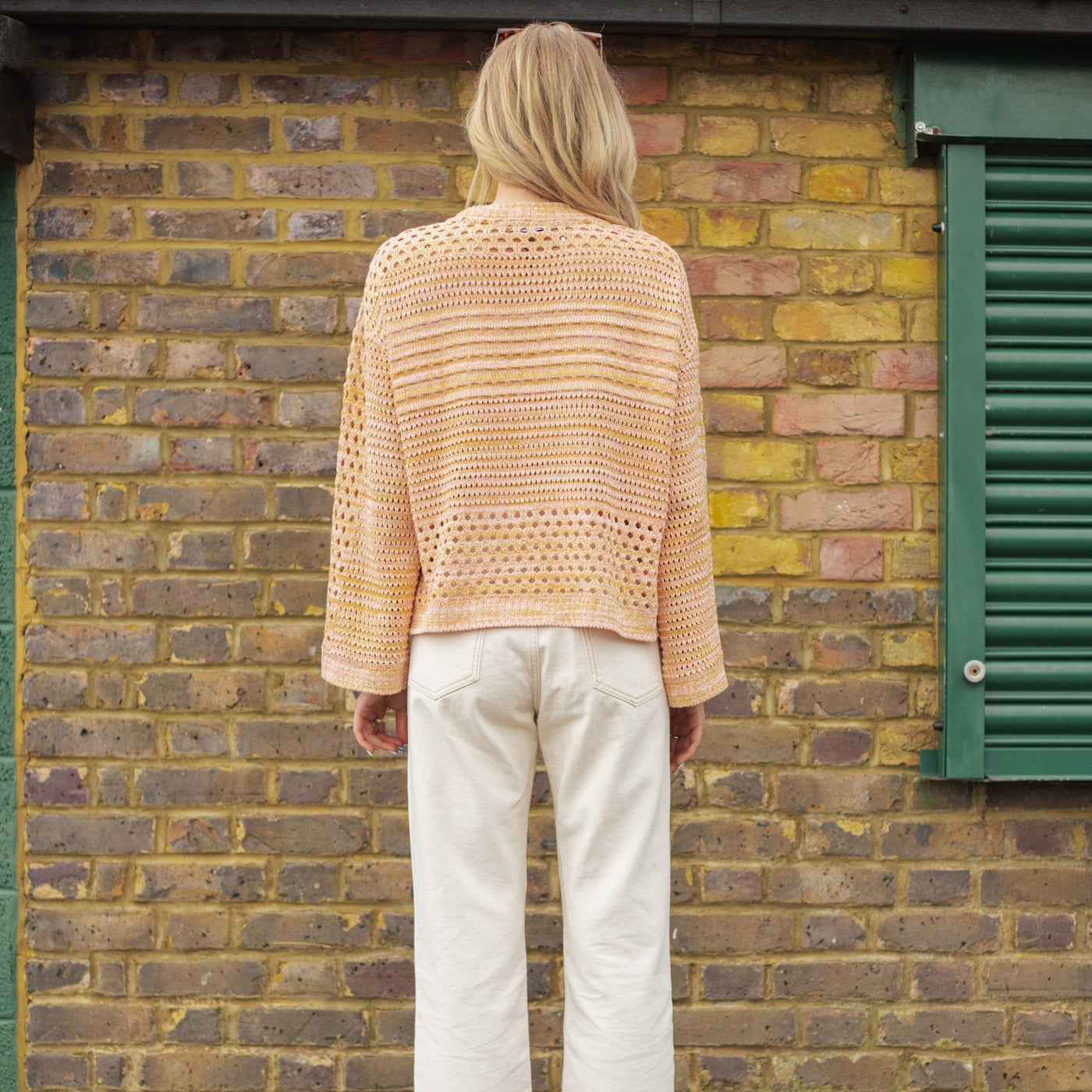 Gala Recycled Cotton Mix Pointelle Wide Sleeve Jumper - Orange