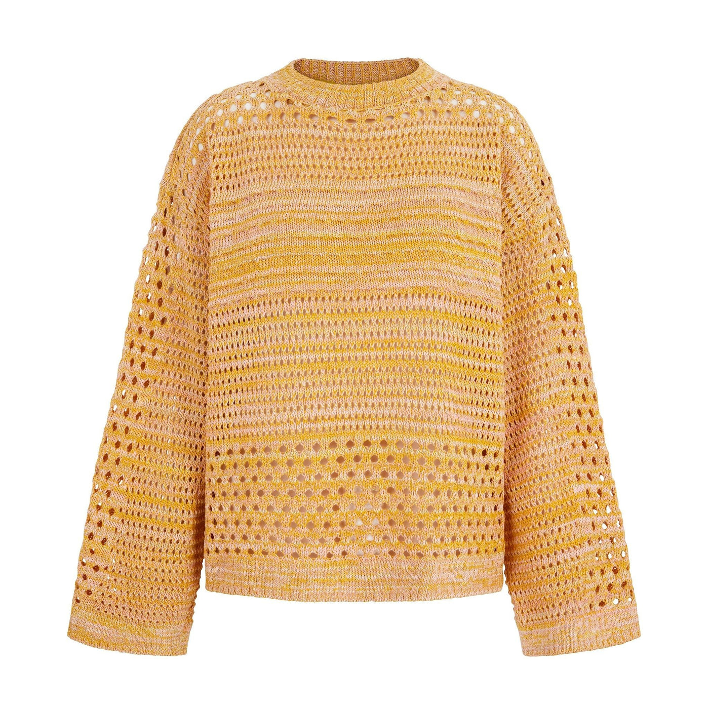 Gala Recycled Cotton Mix Pointelle Wide Sleeve Jumper - Orange