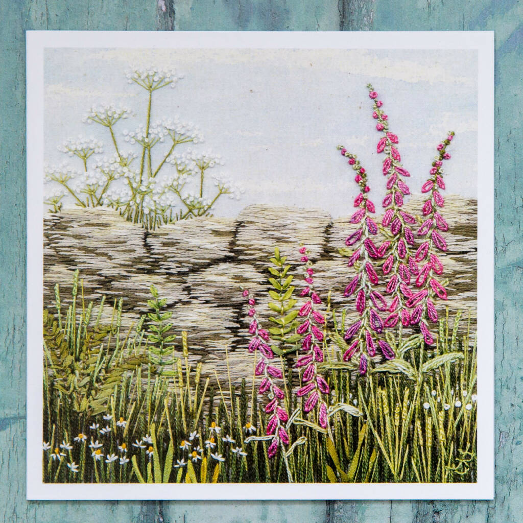 Dry Stone Wall & Wildflowers Greetings card