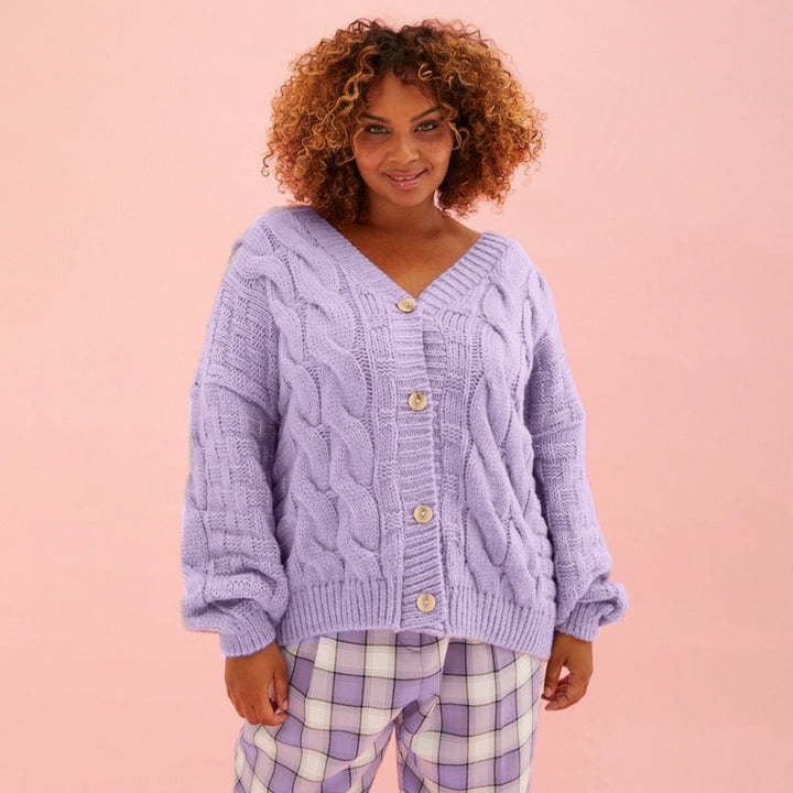トップス Basket Knit Cardigan / Mauve gemma-basket-stitch-balloon-