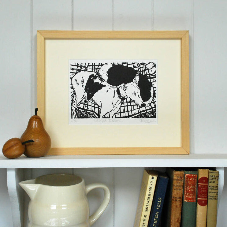 'Whippet Dreams' Collection - Limited Edition - Personalised Original Linocut Print