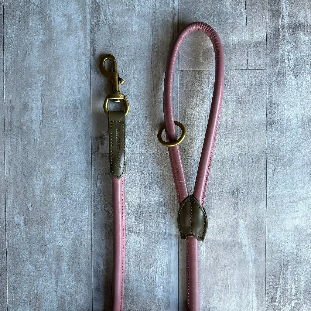 Rolled Leather Dog Lead Clover with Grouse