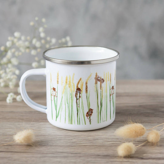 Field Mice Enamel Mug in White