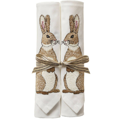 Ivory Cotton Embroidered Easter Rabbit Napkins by Kate Sproston Design
