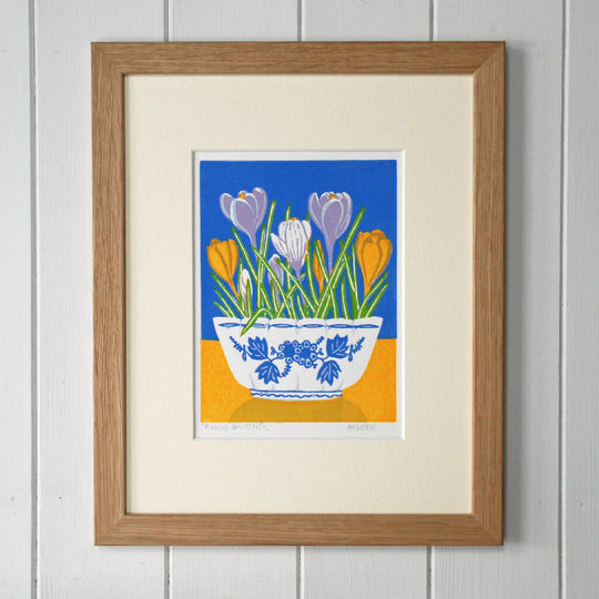 Crocus Bowl - Limited Edition - Original Linocut Print