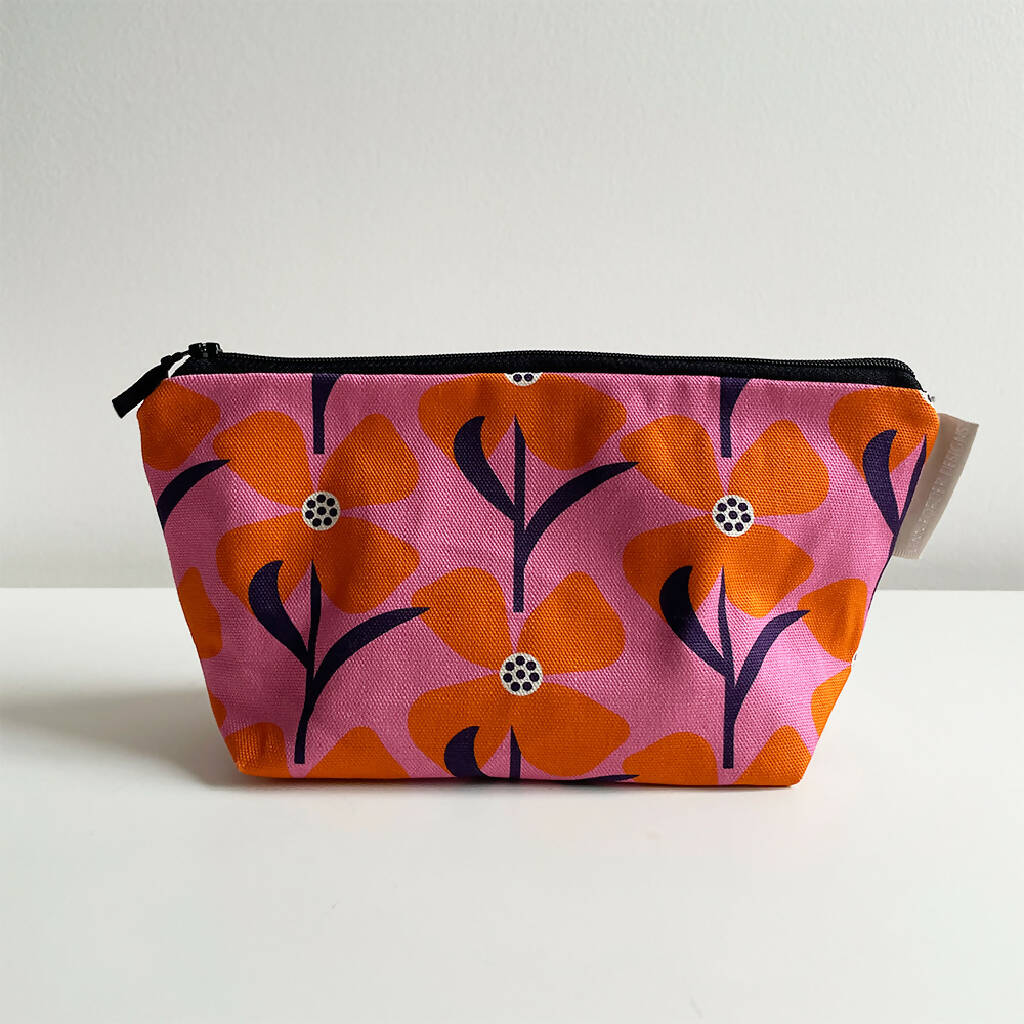 Poppy Windmills Cosmetic Bag in Pink Pepper