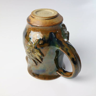 Stoneware Clay Jug with Botanical Detail