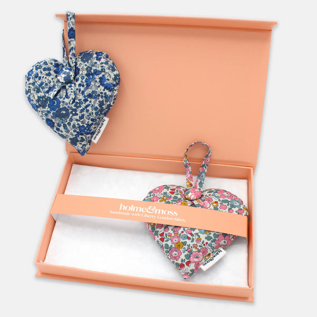 Liberty Lavender Heart Gift Box, Set of Two - Ditsy Florals Collection