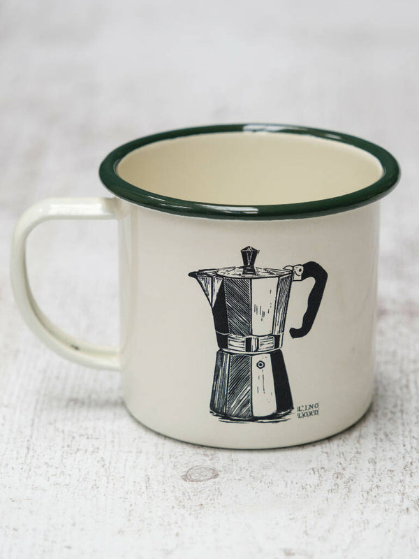 Moka Pot Etched Enamel Mug