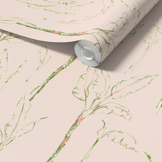 Tropical Paradise Pink Sustainable Wallpaper
