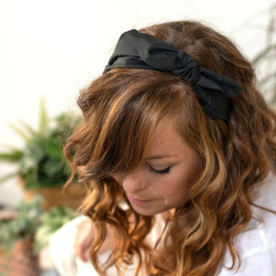 Liberty Side Bow Headband - Black F Print