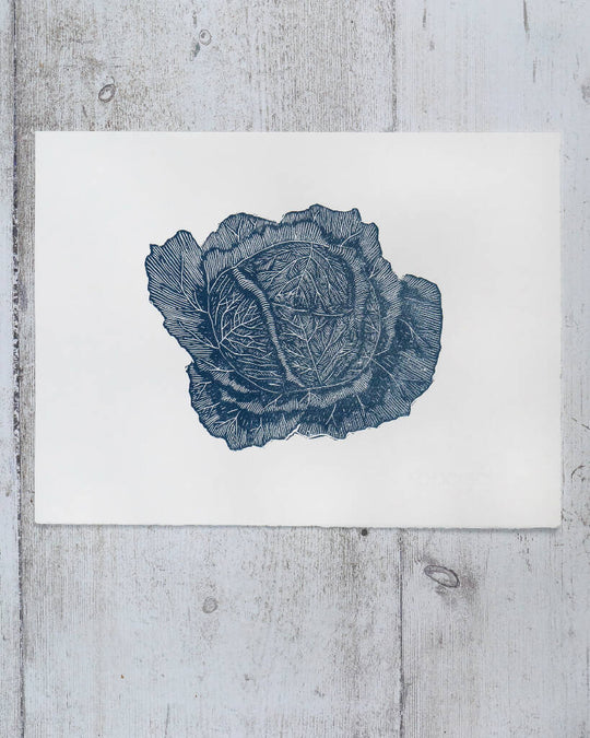 Savoy Cabbage Lino Print