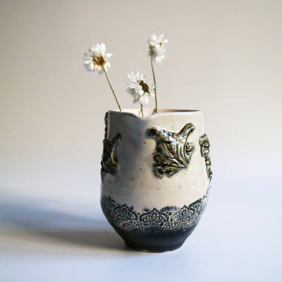 Stoneware Clay Jug in Lace Design