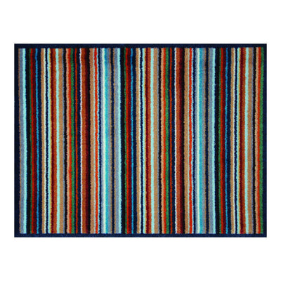 Bright Stripe Recycled Doormat with Navy Blue Border