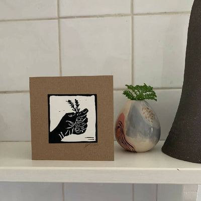 Bouclé 'Lavender in Hand' Hand-Printed Card