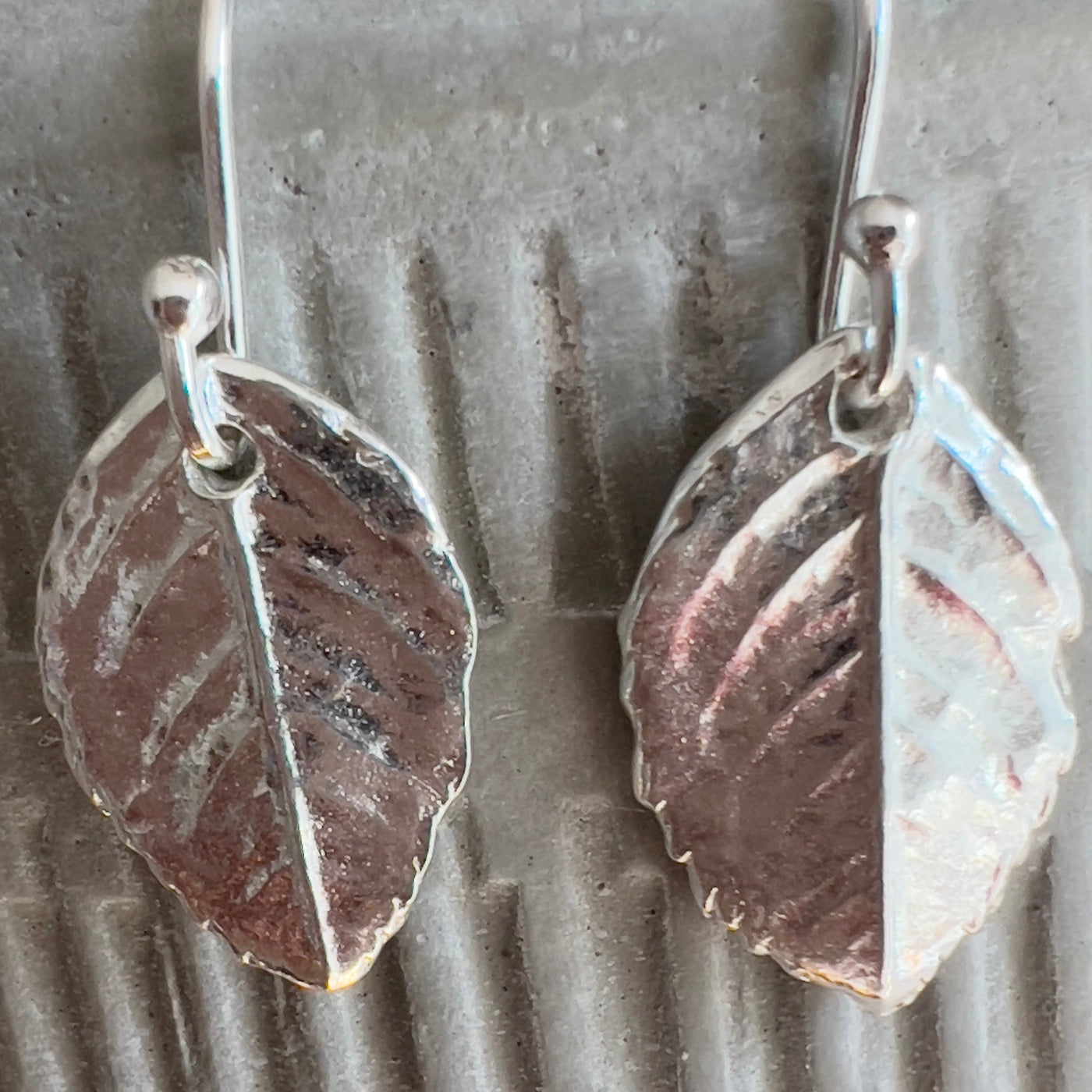 Silver Rose Leaf Earrings