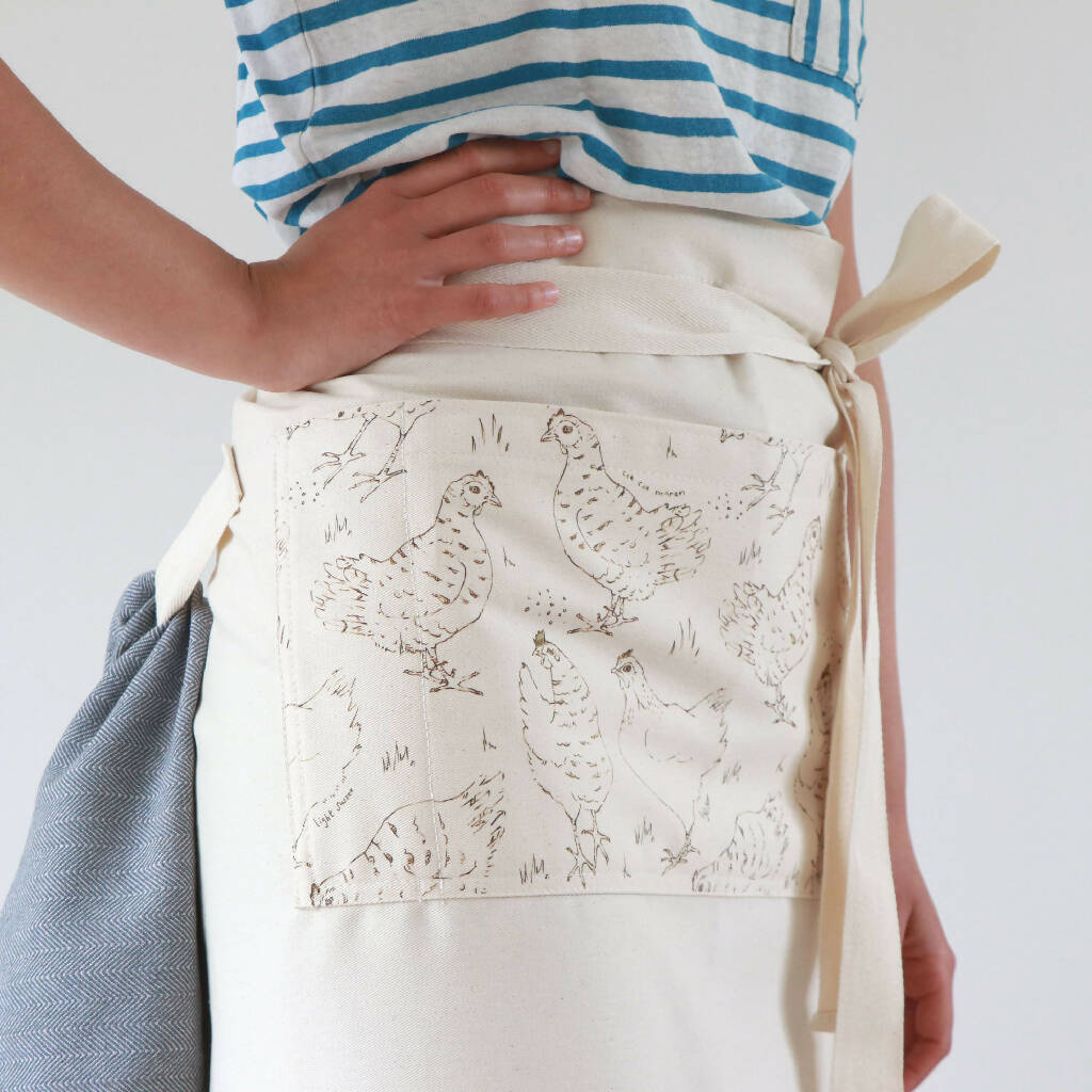 Natural Organic Half Wrap Around Pocket Hen Apron