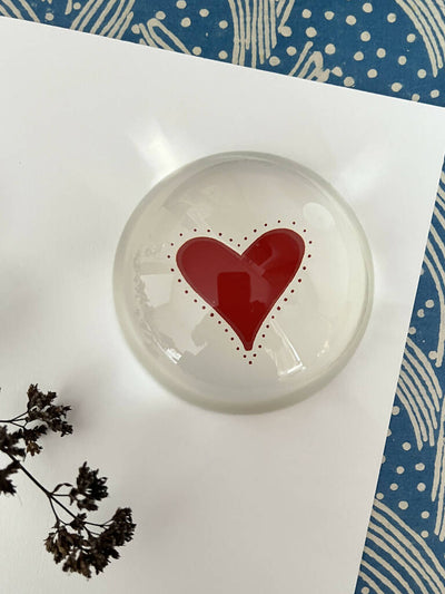 Glass Decoupage Paperweight, Heart