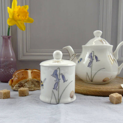 Bee and Spring Flowers Bone China Small Sugar Pot