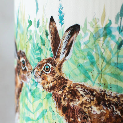 Kissing Hares Canvas Lampshade in Cream