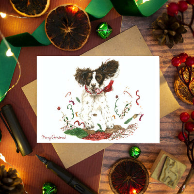 'Spring into Christmas' Springer Spaniel Christmas Card