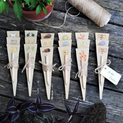 Stoneware Ceramic Plant Markers and Labels Set