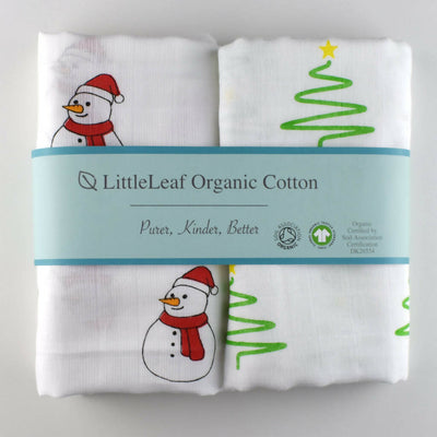 2-pack of Christmas Muslins in 100% Organic Cotton