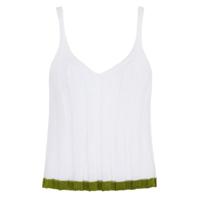 Jodie Ribbed Knitted Cami Vest - White
