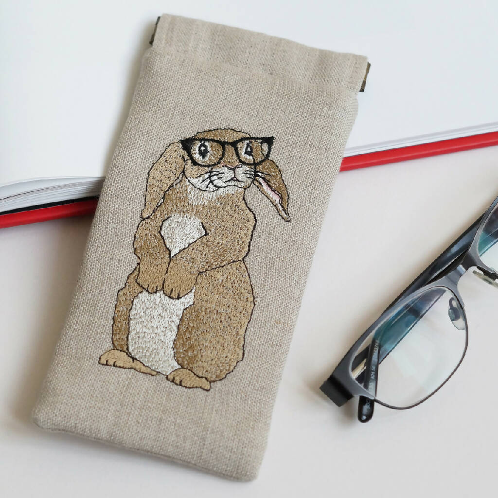 Embroidered Rabbit Glasses Case