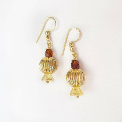 Amber Bloom 18ct Gold Plated Earrings