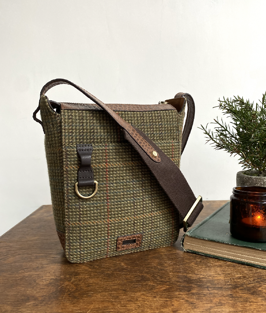Hackthorn Tweed and Leather Cross Body Bag