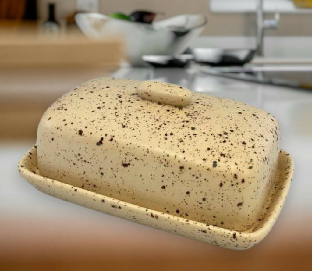 Butter Dish with Speckled Honey Glaze